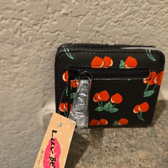 Betsey Johnson Black Wallet with Red Cherry Design Nwt - Picture 2 of 3